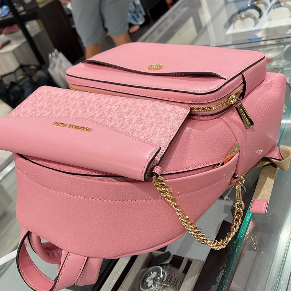 MICHAEL KORS Maisie Medium Pebbled Leather 2-in-1 Backpack Carnation NWT